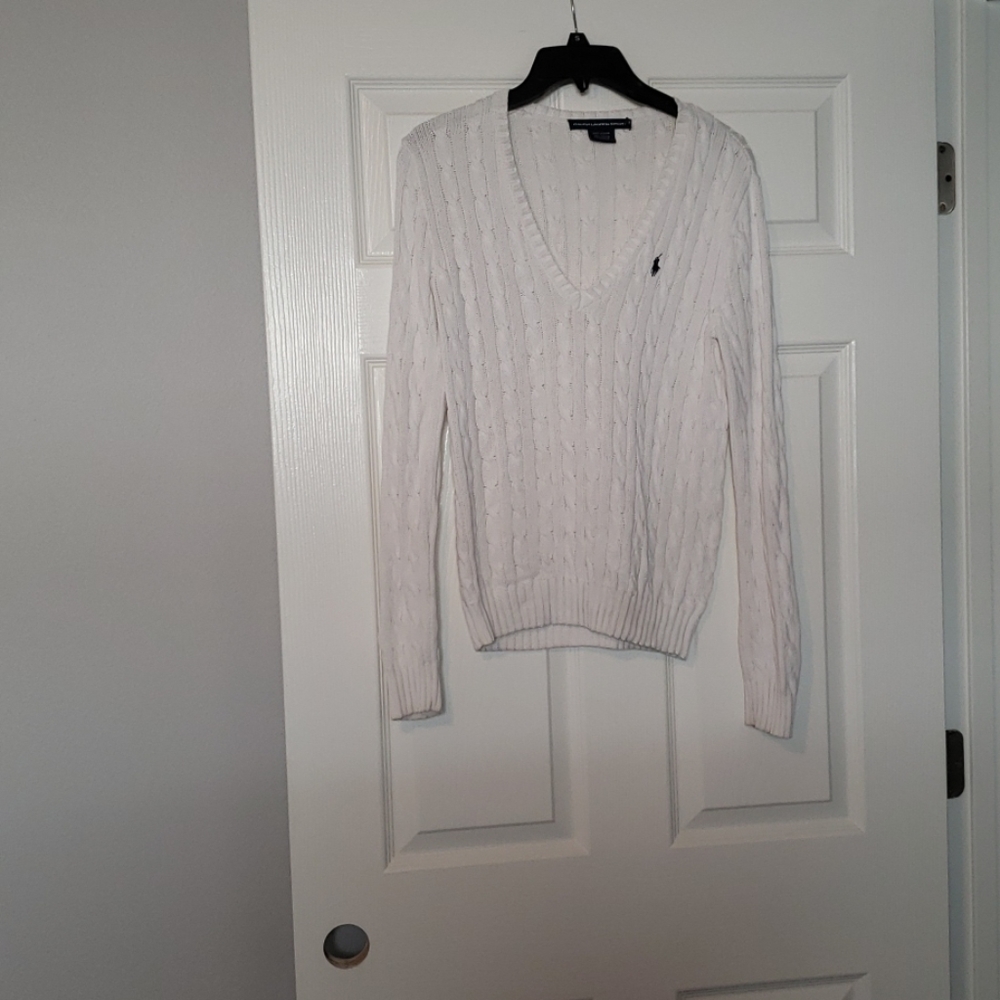 Ralph Lauren V Neck Cable Sweater